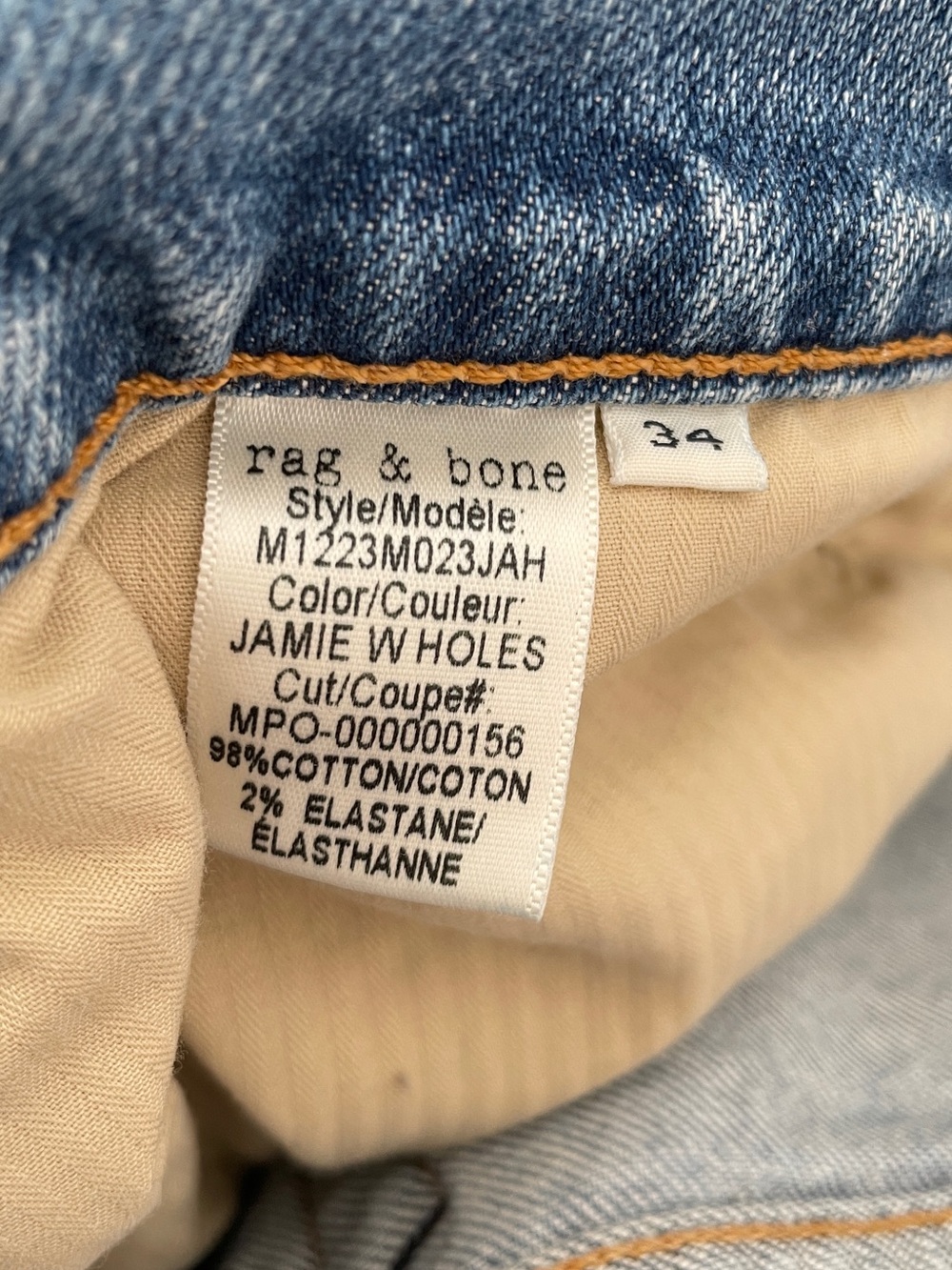 rag & bone size 34 fit2 slim Light Blue Distressed Jeans - Picture 7 of 8